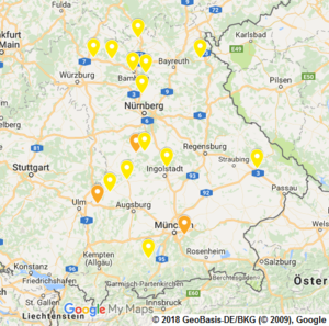 Karte der Lage der Regieeinheiten in Bayern